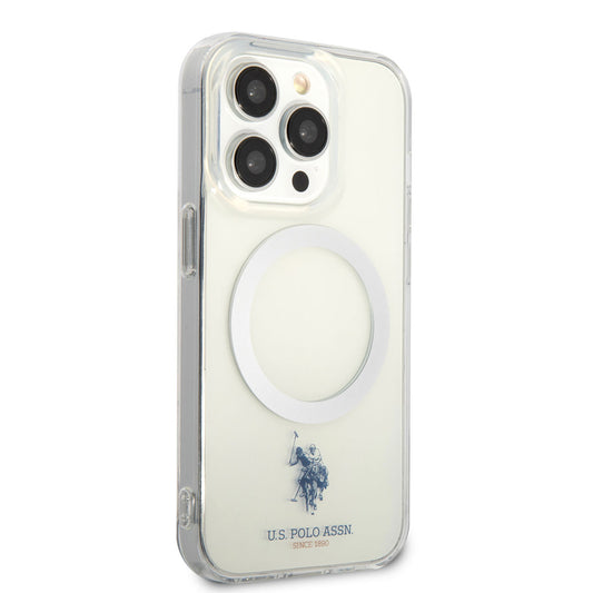Apple iPhone 14 Pro Max Kılıf U.S. POLO ASSN. M-safe Şarj Özellikli Transparan Tasarım Kapak