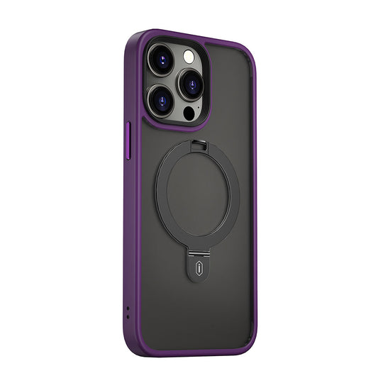 Apple iPhone 14 Pro Max Kılıf Wiwu ZMM-010 M-safe Şarj Özellikli Parmak İzi Bırakmayan Mat Transparan Standlı Kapak