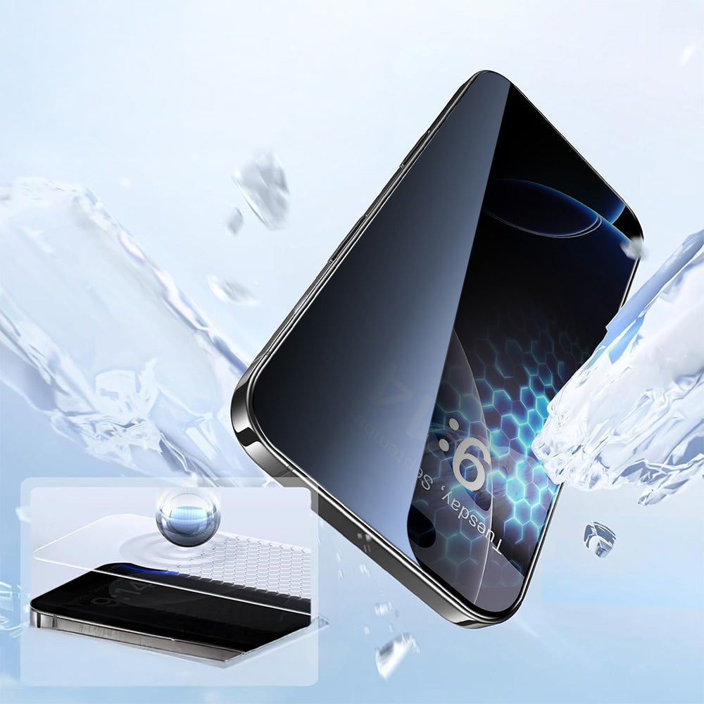 Apple iPhone 14 Zore 2.5D Oliv Privacy Temperli Cam Ekran Koruyucu + Kolay Uygulama Aparatı