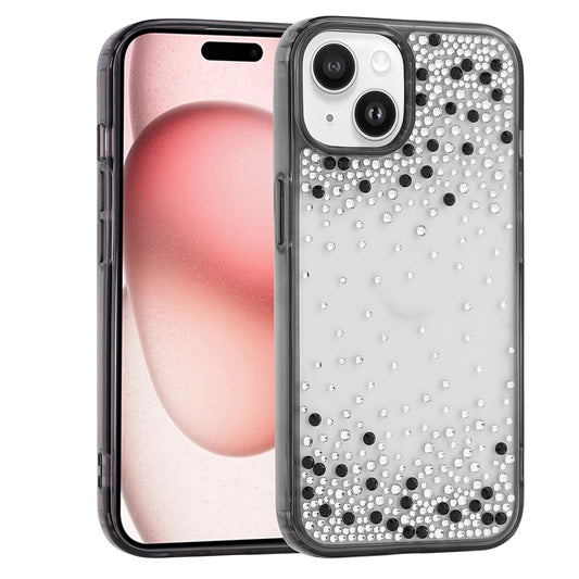 Apple iPhone 15 Kılıf Airbag Tasarımlı Damla Taşlı Şeffaf Zore Pera Silikon Kapak