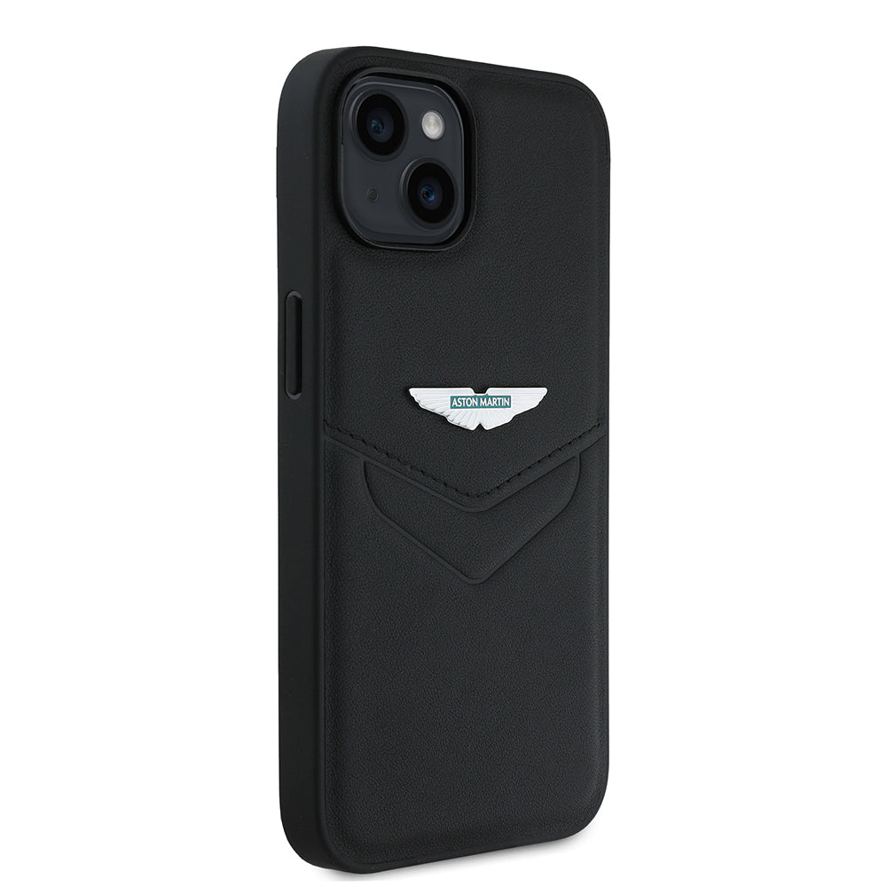 Apple iPhone 15 Kılıf Aston Martin Orjinal Lisanslı Victory Dizayn PU Deri Metal Logolu Kapak