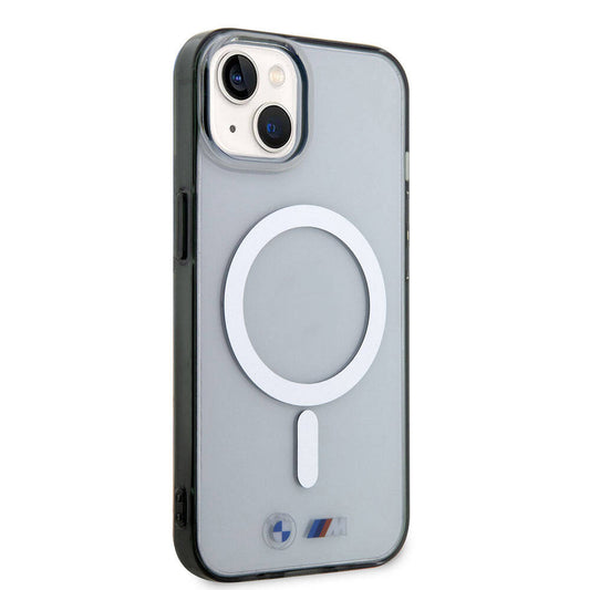 Apple iPhone 15 Kılıf BMW M-safe Şarj Özellikli Transparan Silver Ring Orjinal Lisanslı Kapak