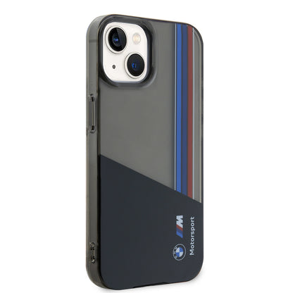 Apple iPhone 15 Kılıf BMW Orjinal Lisanslı Yarı Transparan M Dizayn Çizgili Kapak