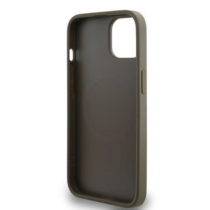 Apple iPhone 15 Kılıf DKNY Orjinal Lisanslı M-safe Şarj Özellikli 3D Yazılı Grid Pattern Kapak