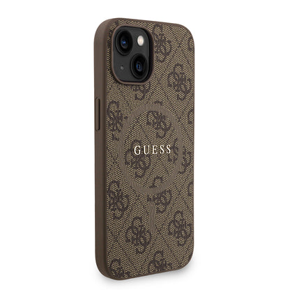 Apple iPhone 15 Kılıf Guess Orjinal Lisanslı M-safe Şarj Özellikli PU Deri Bilek Askı İpli Yazı Logolu Kapak