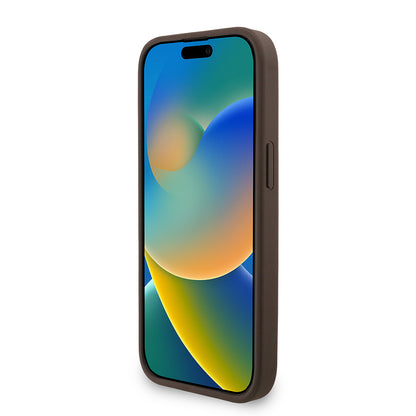 Apple iPhone 15 Kılıf Guess Orjinal Lisanslı M-safe Şarj Özellikli PU Deri Bilek Askı İpli Yazı Logolu Kapak