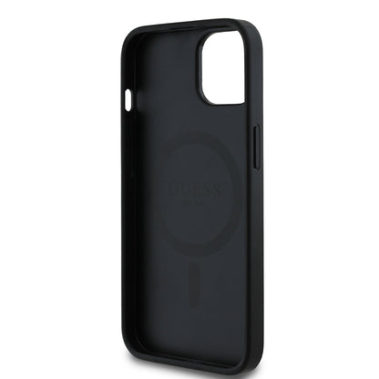 Apple iPhone 15 Kılıf Guess Orjinal Lisanslı M-safe Şarj Özellikli Yazı Logolu Circle Classic Kapak