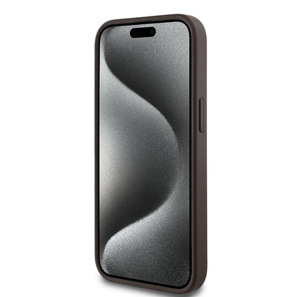 Apple iPhone 15 Kılıf Guess Orjinal Lisanslı M-safe Şarj Özellikli Yazı Logolu Circle Classic Kapak