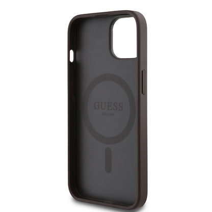 Apple iPhone 15 Kılıf Guess Orjinal Lisanslı M-safe Şarj Özellikli Yazı Logolu Circle Classic Kapak