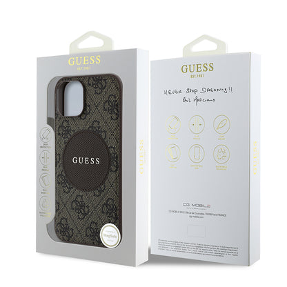 Apple iPhone 15 Kılıf Guess Orjinal Lisanslı M-safe Şarj Özellikli Yazı Logolu Circle Classic Kapak