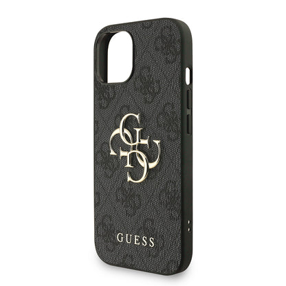 Apple iPhone 15 Kılıf Guess Orjinal Lisanslı PU Deri Bilek Askı İpli Metal Büyük 4G ve Yazı Logolu Kapak