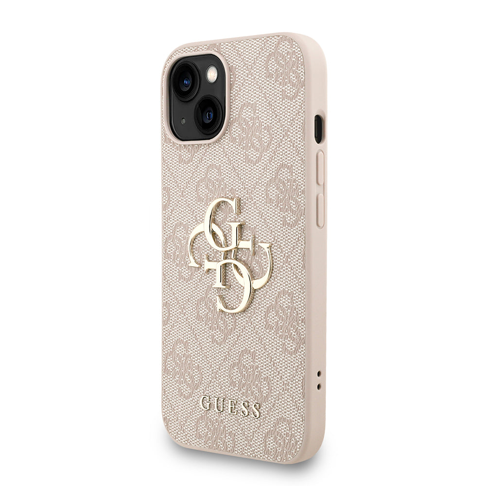 Apple iPhone 15 Kılıf Guess Orjinal Lisanslı PU Deri Bilek Askı İpli Metal Büyük 4G ve Yazı Logolu Kapak