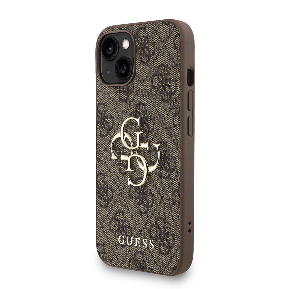 Apple iPhone 15 Kılıf Guess Orjinal Lisanslı PU Deri Bilek Askı İpli Metal Büyük 4G ve Yazı Logolu Kapak