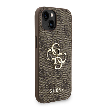 Apple iPhone 15 Kılıf Guess Orjinal Lisanslı PU Deri Bilek Askı İpli Metal Büyük 4G ve Yazı Logolu Kapak