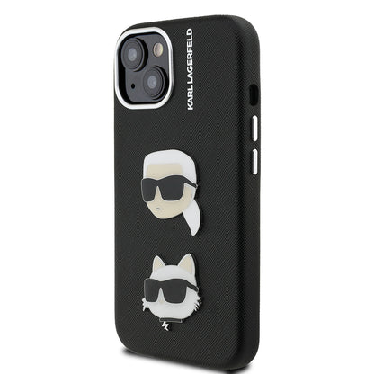 Apple iPhone 15 Kılıf Karl Lagerfeld Orjinal Lisanslı K&C Heads Pin Kapak