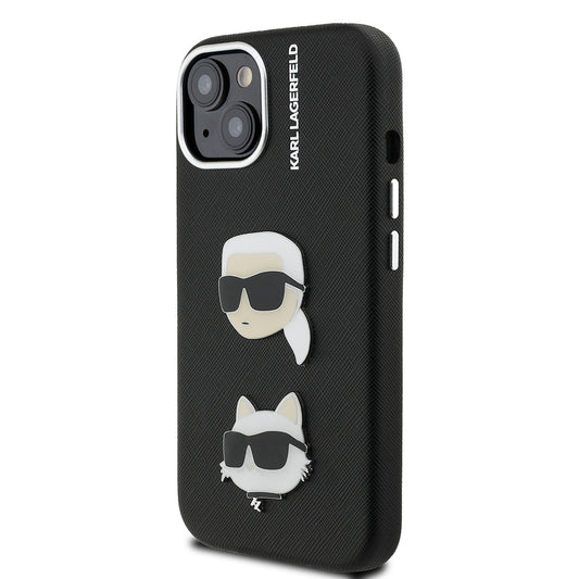 Apple iPhone 15 Kılıf Karl Lagerfeld Orjinal Lisanslı K&C Heads Pin Kapak