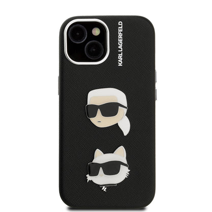 Apple iPhone 15 Kılıf Karl Lagerfeld Orjinal Lisanslı K&C Heads Pin Kapak