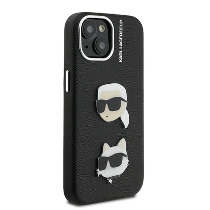 Apple iPhone 15 Kılıf Karl Lagerfeld Orjinal Lisanslı K&C Heads Pin Kapak
