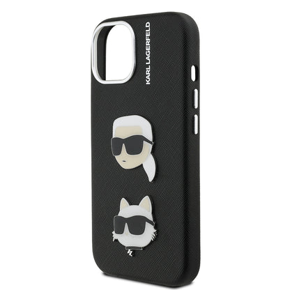 Apple iPhone 15 Kılıf Karl Lagerfeld Orjinal Lisanslı K&C Heads Pin Kapak