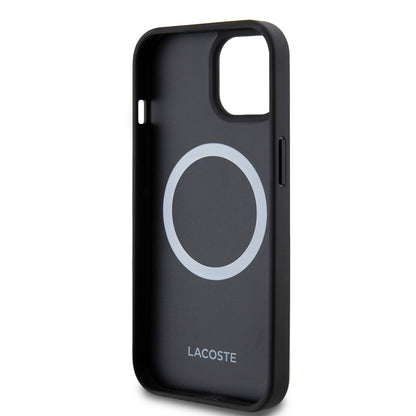 Apple iPhone 15 Kılıf Lacoste Orjinal Lisanslı PU Pike Desenli Arka Yüzey İkonik Timsah Dokuma Logolu Kapak + Type-C Kablo 1.5m