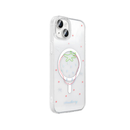 Apple iPhone 15 Kılıf M-Safe Şarj Özellikli Şeffaf Zore Folk Sert Kapak