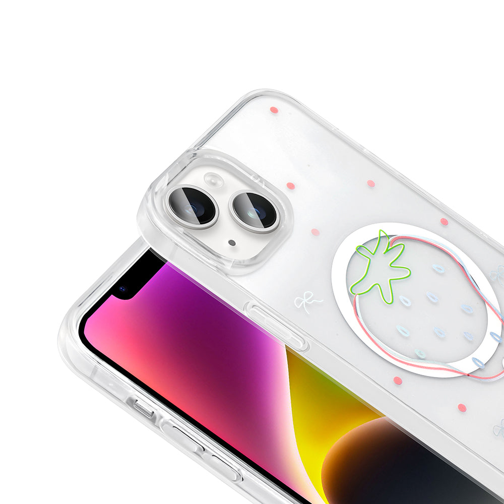 Apple iPhone 15 Kılıf M-Safe Şarj Özellikli Şeffaf Zore Folk Sert Kapak