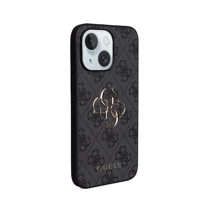 Apple iPhone 15 Plus Kılıf Guess Orjinal Lisanslı PU Deri 4G Büyük Metal Logolu Çapraz Vücut Askılı Kapak