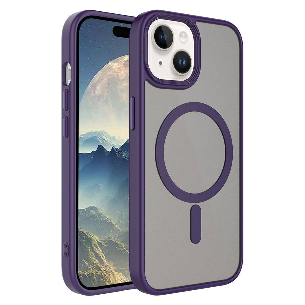 Apple iPhone 15 Plus Kılıf Mat Arka Yüzey Wireless Şarj Özellikli Zore Flet M-safe Kapak