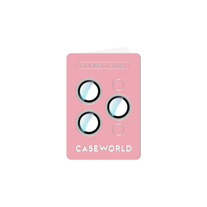 Apple iPhone 15 Pro CaseWorld Alloy Sparkling Diamond Serisi Taşlı Lens Koruyucu