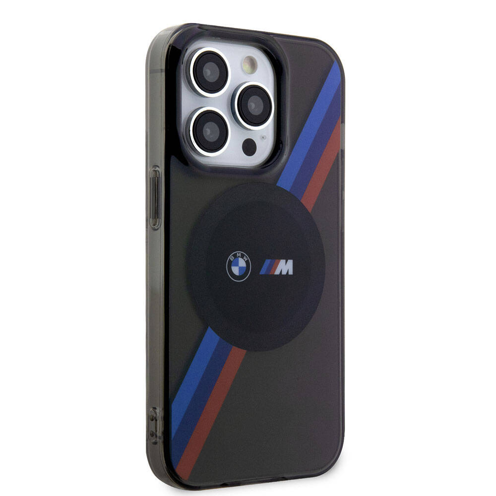 Apple iPhone 15 Pro Kılıf BMW M-safe Şarj Özellikli Transparan Tricolor Stripes Orjinal Lisanslı Kapak