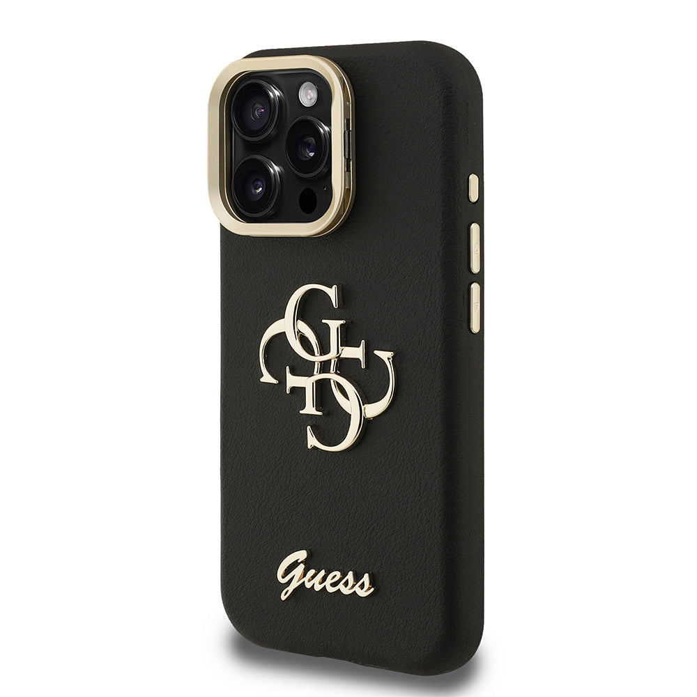 Apple iPhone 15 Pro Kılıf Guess Orjinal Lisanslı Grained Yazı Logolu Kamera Standlı Kapak