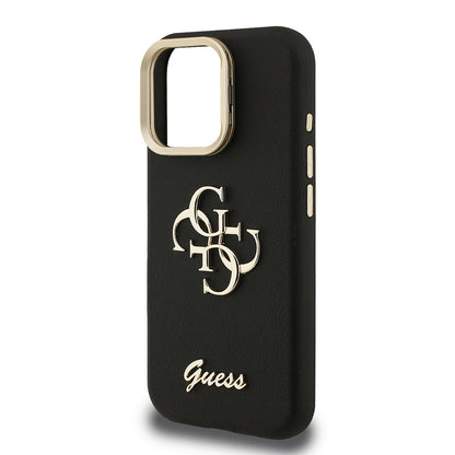 Apple iPhone 15 Pro Kılıf Guess Orjinal Lisanslı Grained Yazı Logolu Kamera Standlı Kapak