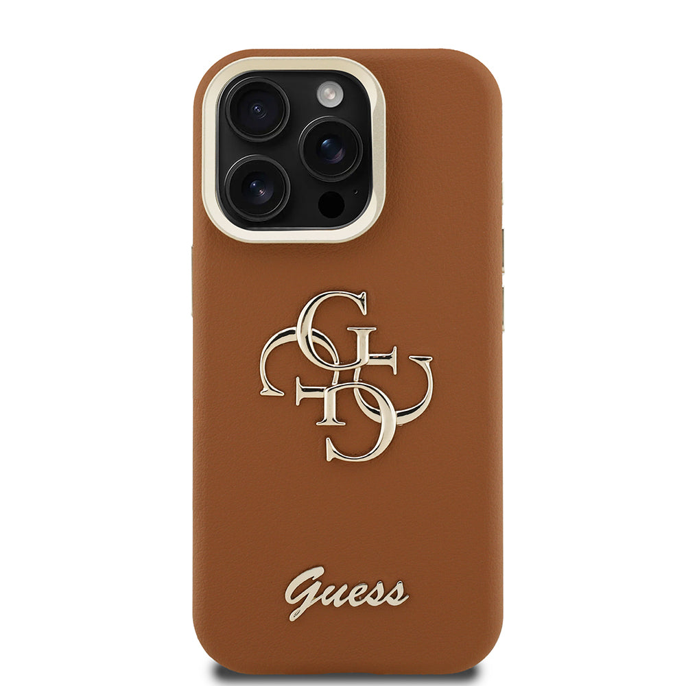 Apple iPhone 15 Pro Kılıf Guess Orjinal Lisanslı Grained Yazı Logolu Kamera Standlı Kapak