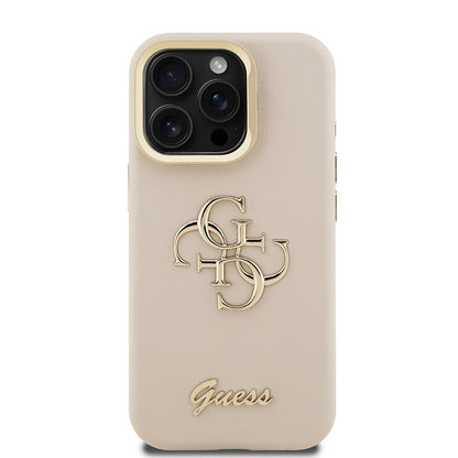 Apple iPhone 15 Pro Kılıf Guess Orjinal Lisanslı Grained Yazı Logolu Kamera Standlı Kapak