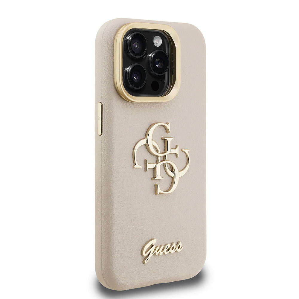 Apple iPhone 15 Pro Kılıf Guess Orjinal Lisanslı Grained Yazı Logolu Kamera Standlı Kapak