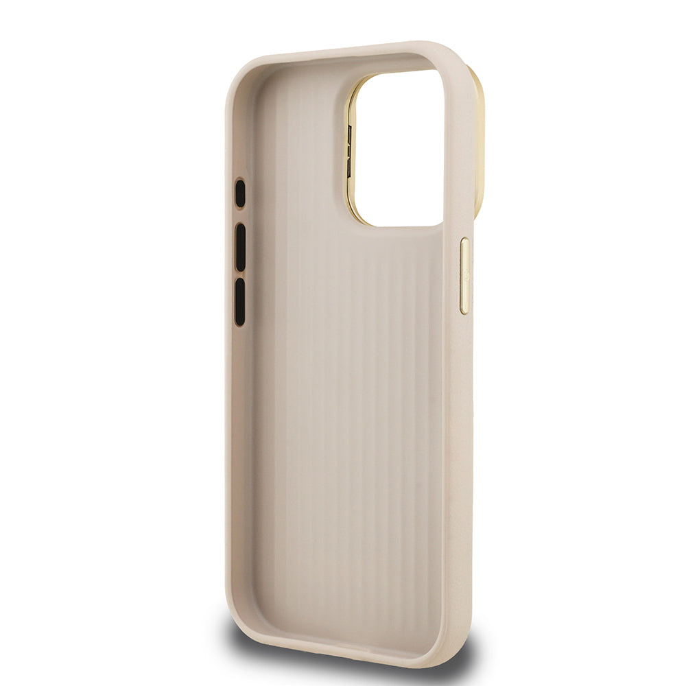 Apple iPhone 15 Pro Kılıf Guess Orjinal Lisanslı Grained Yazı Logolu Kamera Standlı Kapak