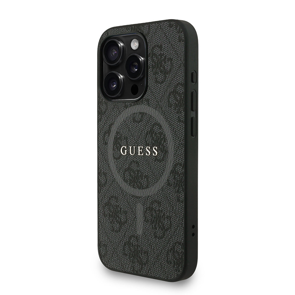 Apple iPhone 15 Pro Kılıf Guess Orjinal Lisanslı M-safe Şarj Özellikli PU Deri Bilek Askı İpli Yazı Logolu Kapak