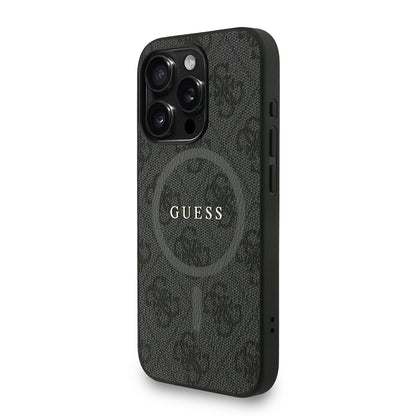 Apple iPhone 15 Pro Kılıf Guess Orjinal Lisanslı M-safe Şarj Özellikli PU Deri Bilek Askı İpli Yazı Logolu Kapak