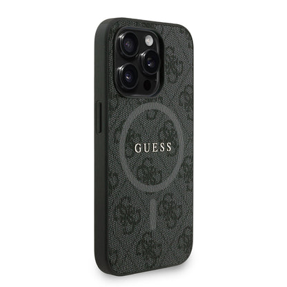 Apple iPhone 15 Pro Kılıf Guess Orjinal Lisanslı M-safe Şarj Özellikli PU Deri Bilek Askı İpli Yazı Logolu Kapak