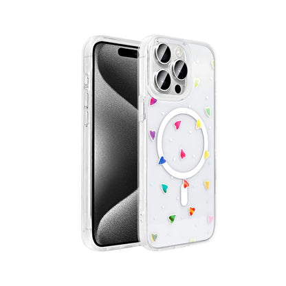 Apple iPhone 15 Pro Kılıf M-Safe Şarj Özellikli Şeffaf Zore Folk Sert Kapak