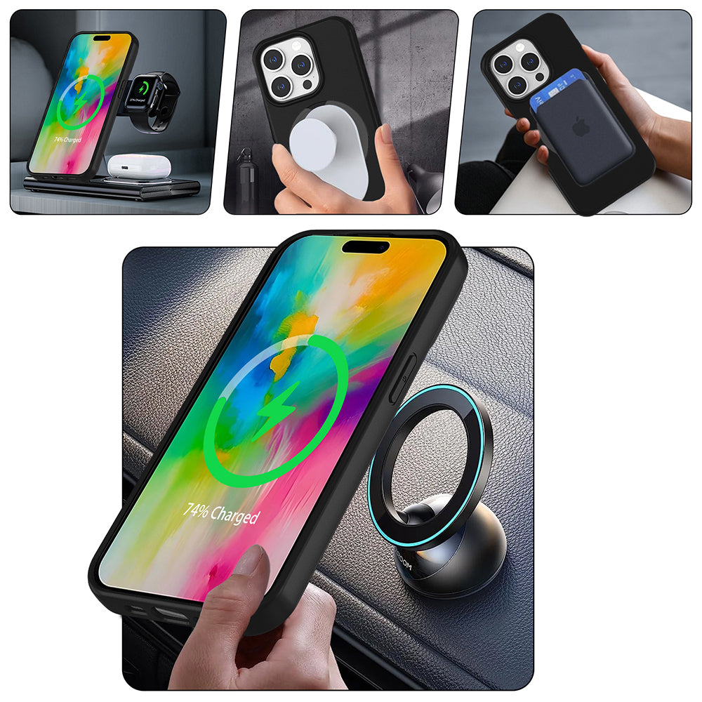 Apple iPhone 15 Pro Kılıf M-safe Şarj Özellikli Standlı Zore Samara Kapak