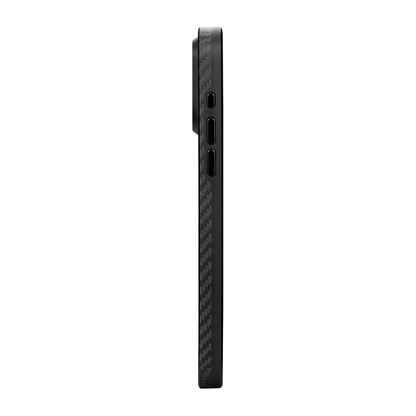 Apple iPhone 15 Pro Kılıf M-safe Şarj Özellikli 1500D Aramid Fiber Pitaka Military-Grade Classic Serisi Black-Grey Twill Kapak