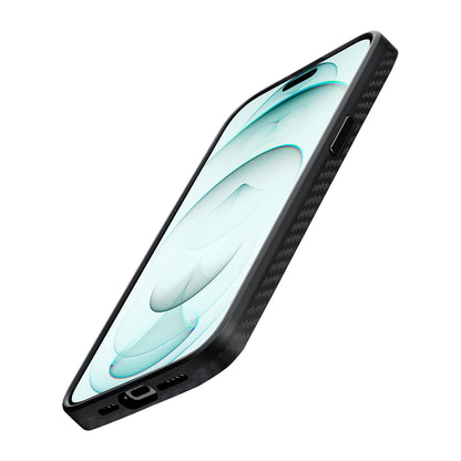 Apple iPhone 15 Pro Kılıf M-safe Şarj Özellikli 1500D Aramid Fiber Pitaka Military-Grade Classic Serisi Black-Grey Twill Kapak