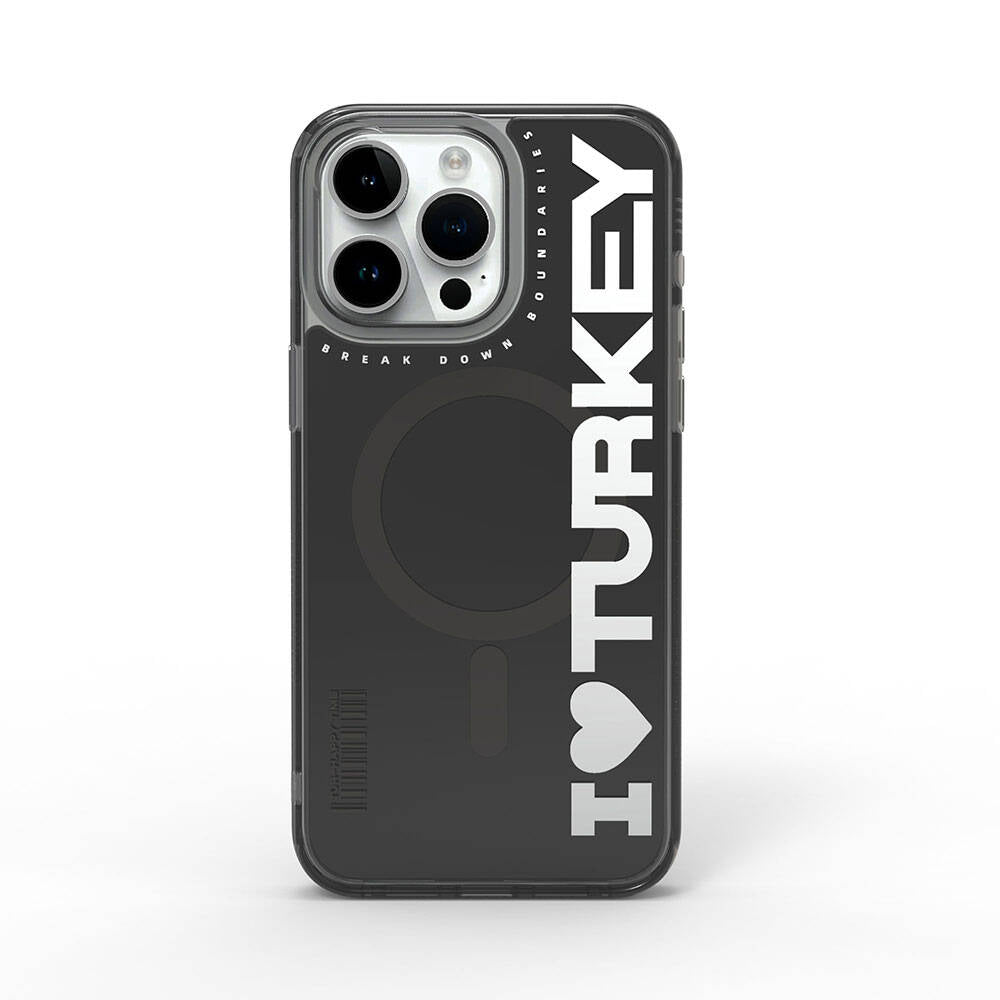 Apple iPhone 15 Pro Kılıf M-safe Şarj Özellikli I Love Turkey Yazı Desenli Wiwu Turkey E Serisi Kapak
