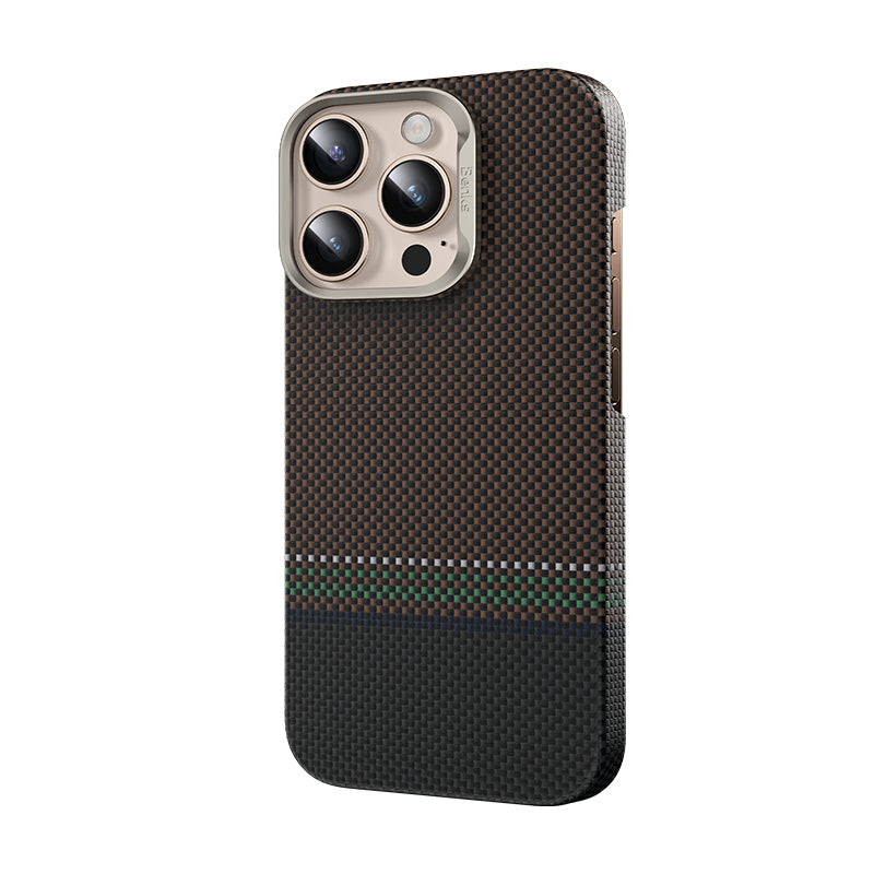 Apple iPhone 15 Pro Kılıf M-safe Şarj Özellikli Karbon Fiber Tasarımlı Benks Prestige ArmorAir Kevlar Kapak