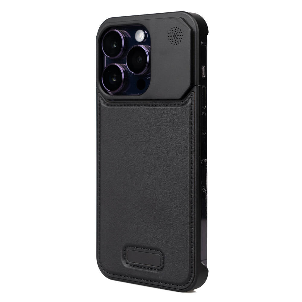 Apple iPhone 15 Pro Kılıf M-safe Şarj Özellikli Mekanizmalı Koku Hazneli Zore Mostar Kapak