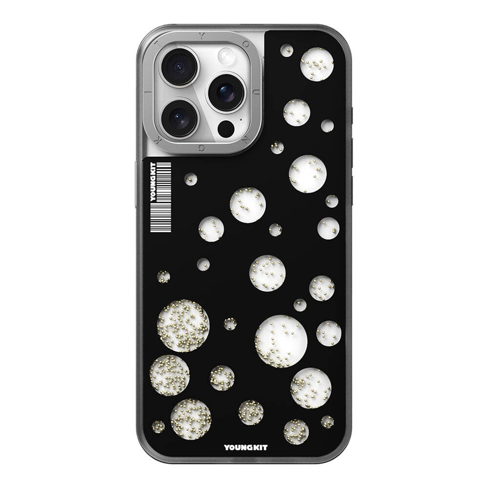 Apple iPhone 15 Pro Kılıf M-safe Şarj Özellikli Youngkit Quicksand Beads Serisi Kapak