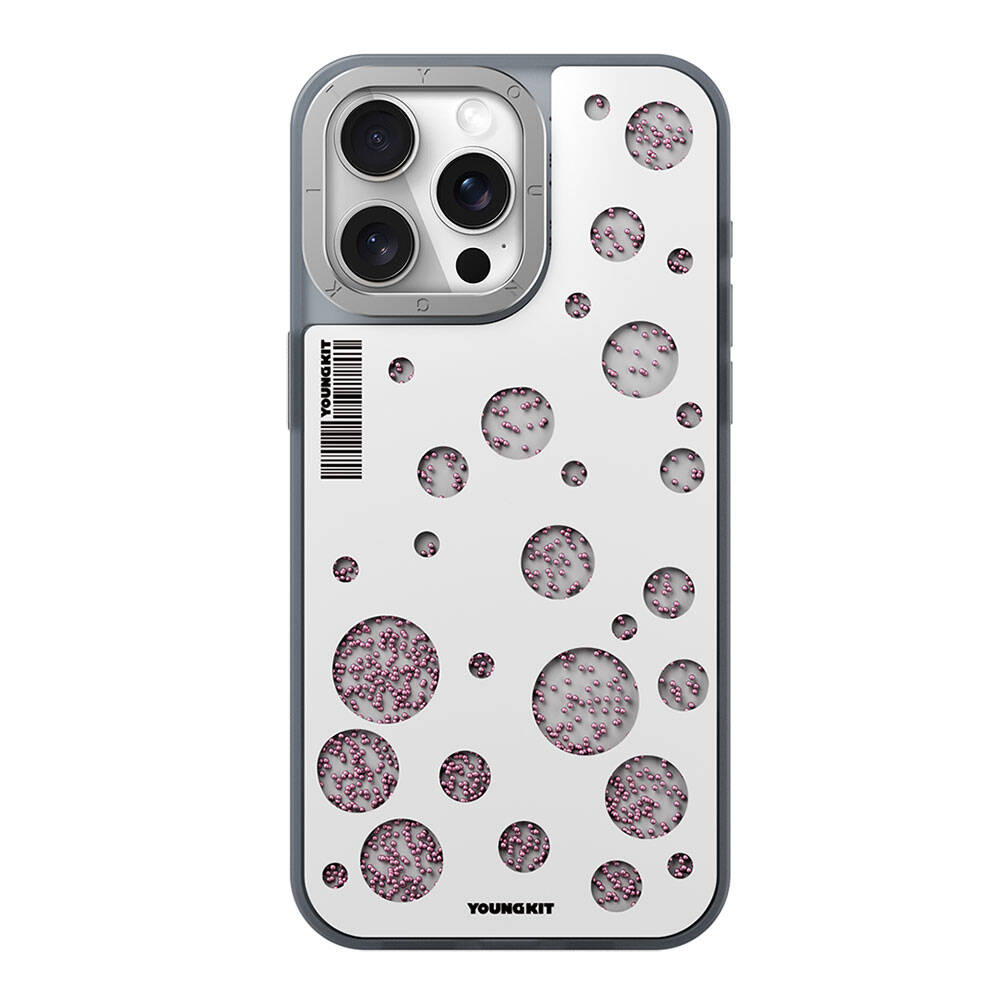 Apple iPhone 15 Pro Kılıf M-safe Şarj Özellikli Youngkit Quicksand Beads Serisi Kapak