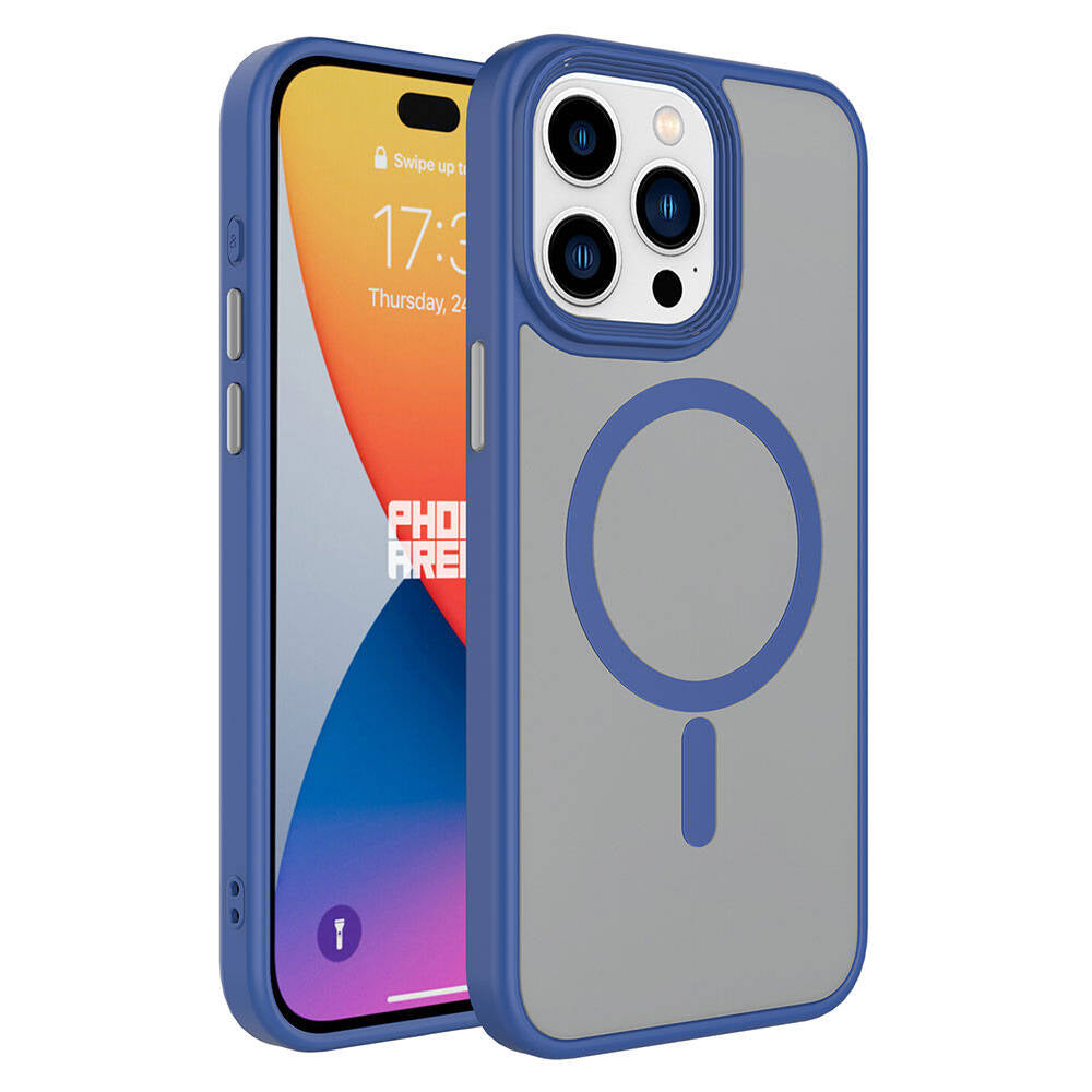 Apple iPhone 15 Pro Kılıf Mat Arka Yüzey Wireless Şarj Özellikli Zore Flet M-safe Kapak
