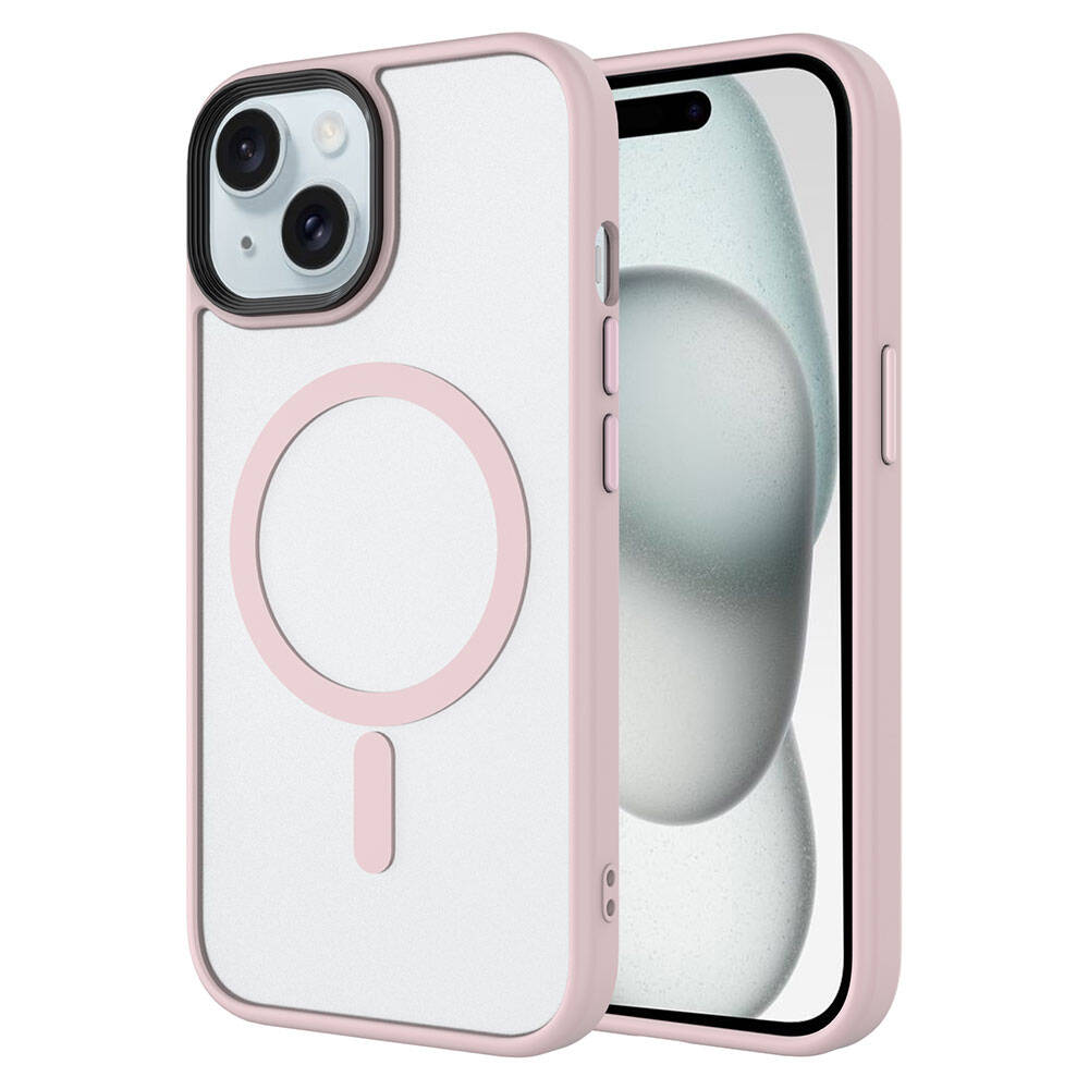 Apple iPhone 15 Pro Kılıf Mat Arka Yüzey Wireless Şarj Özellikli Zore Flet M-safe Kapak